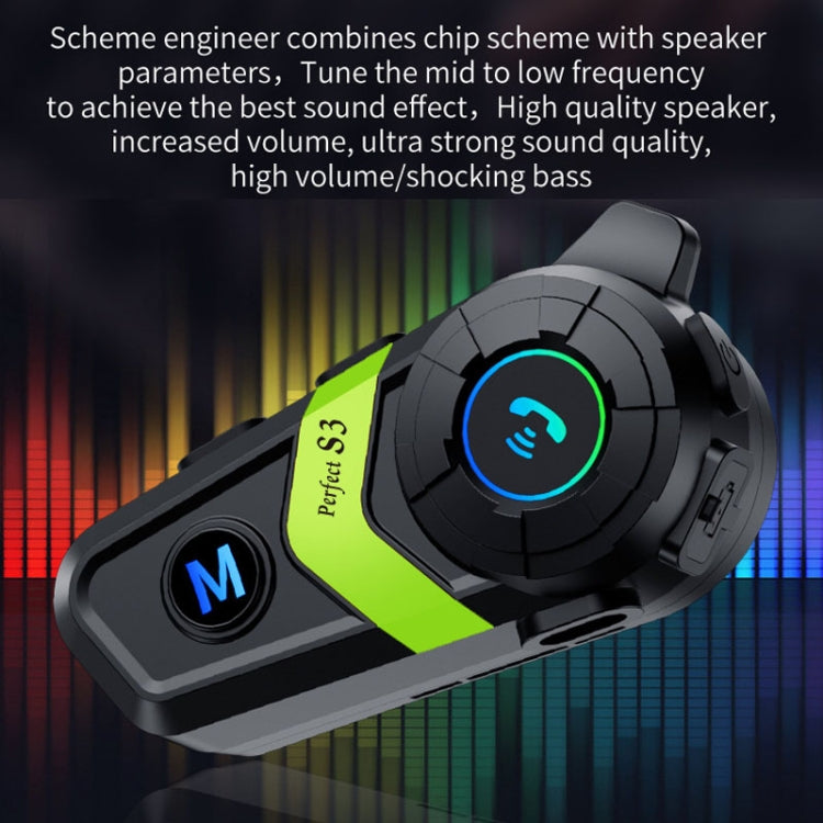 S3 Motorcycle Helmet Bluetooth Headset For Full and Half Helmets(Green) - Motorcycle Walkie Talkie by PMC TechLife | Online Shopping South Africa | PMC TechLife | Buy Now Pay Later Mobicred