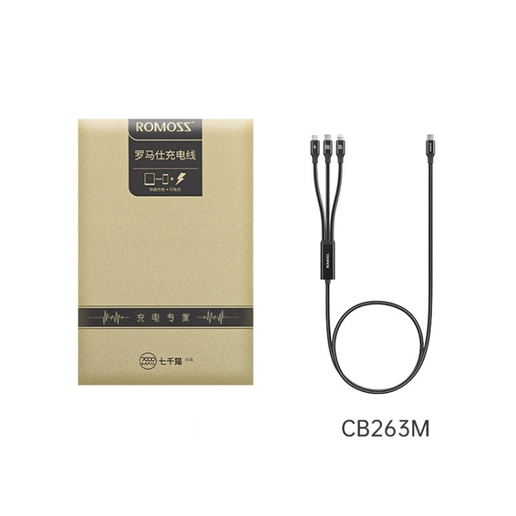 ROMOSS PD100W 3-In-1 Data Cable Type-C/USB-C To 8 Pin & Type-C & Micro Fast Charging Line 1.5m(Gray) - Multifunction Cable by ROMOSS | Online Shopping South Africa | PMC Jewellery | Buy Now Pay Later Mobicred