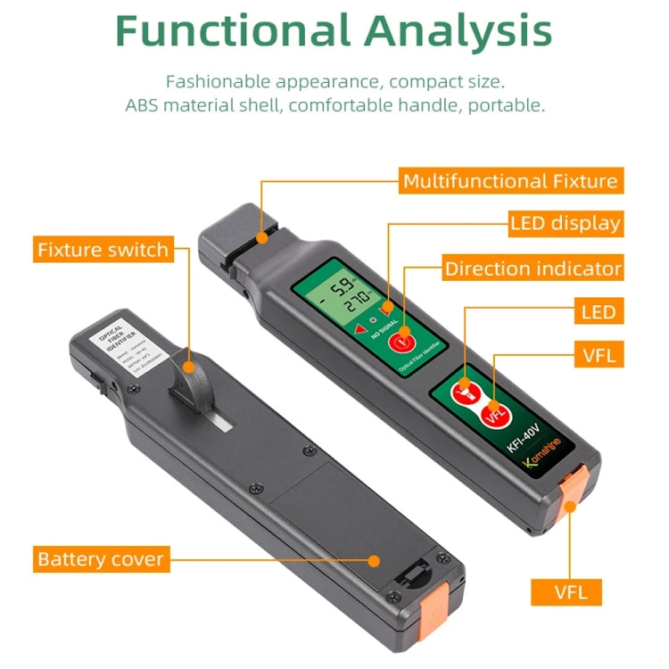 Komshine Fiber Optic Identifier Optical Cable Signal Direction Identifier With VFL Red Light 10mW(KFI-40V) - Fiber Optic Test Pen by Komshine | Online Shopping South Africa | PMC TechLife | Buy Now Pay Later Mobicred