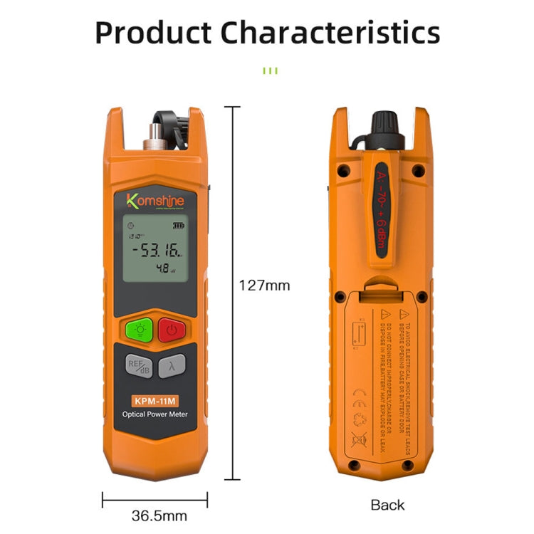 Komshine High Precision Optical Power Meter Mini Fiber Optic Light Attenuation Tester With LED, Specification: A-G/-70dBM to +6DBM - Fiber Optic Test Pen by Komshine | Online Shopping South Africa | PMC Jewellery | Buy Now Pay Later Mobicred