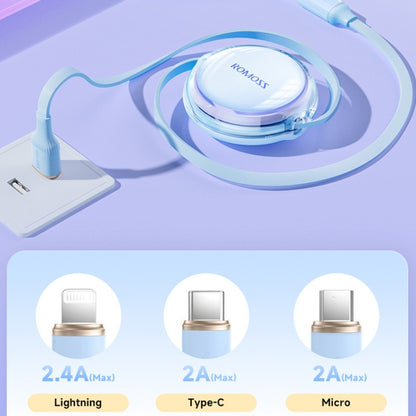 ROMOSS CB258S 3.5A 3-In-1 Telescopic Data Charging Cable USB-A To Type-C & 8 Pin & Micro Wire 1.1m (White) - Multifunction Cable by ROMOSS | Online Shopping South Africa | PMC Jewellery | Buy Now Pay Later Mobicred