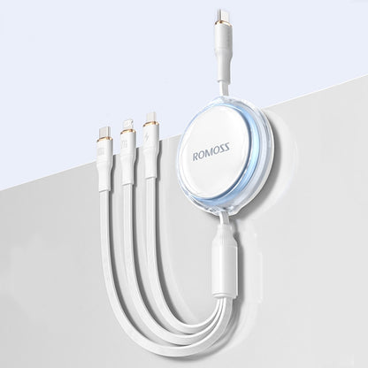 ROMOSS PD100W 3-In-1 Retractable Data Cable Type-C/USB-C To 8 Pin & Type-C & Micro Line 1.1m (White) - Multifunction Cable by ROMOSS | Online Shopping South Africa | PMC Jewellery | Buy Now Pay Later Mobicred