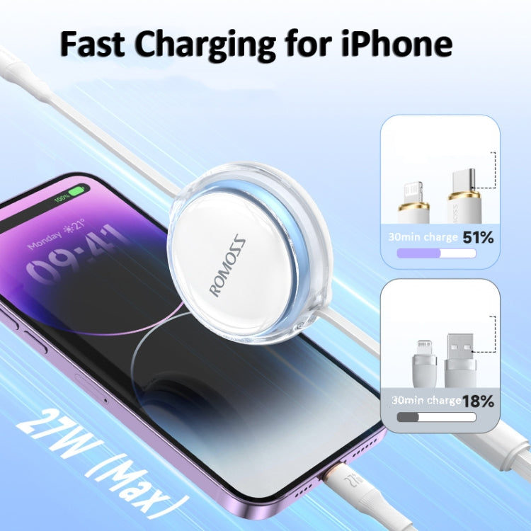 ROMOSS PD100W 3-In-1 Retractable Data Cable Type-C/USB-C To 8 Pin & Type-C & Micro Line 1.1m(Blue) - Multifunction Cable by ROMOSS | Online Shopping South Africa | PMC Jewellery | Buy Now Pay Later Mobicred