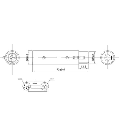 Zinc Alloy Shell Large 3Pin Female XLR to 5Pin XLR Male DMX Signal Lamp XLR Adapter - Microphone Audio Cable & Connector by PMC Jewellery | Online Shopping South Africa | PMC Jewellery