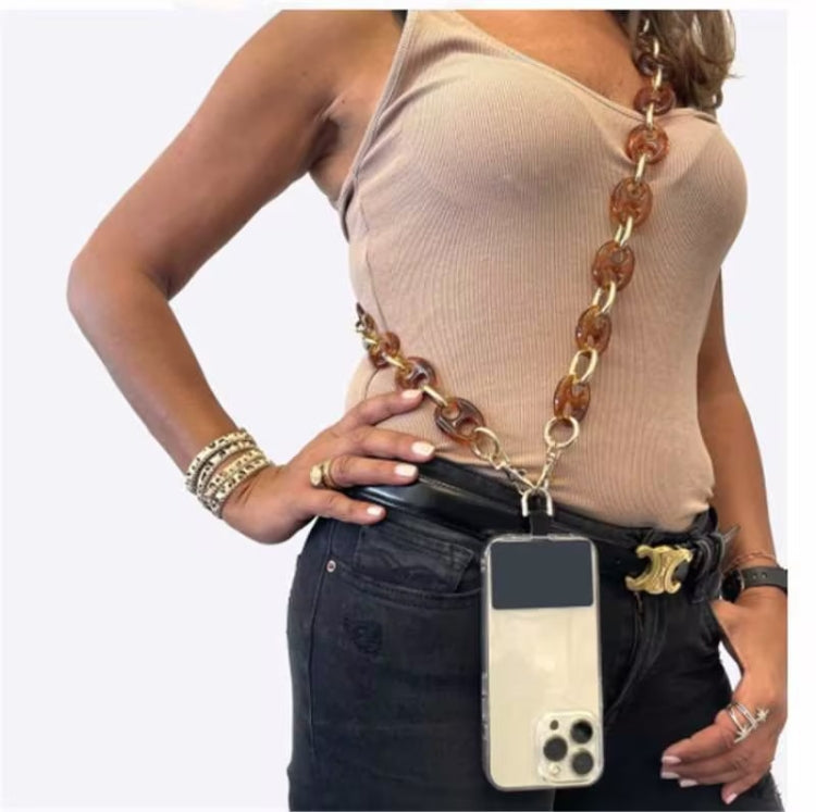 Retro Mobile Phone Chain Lanyard Tortoiseshell Acrylic Resin Bag Chain with Spacer, Spec: L205-3HS -60cm - free shipping - PMC TechLife - Order now!