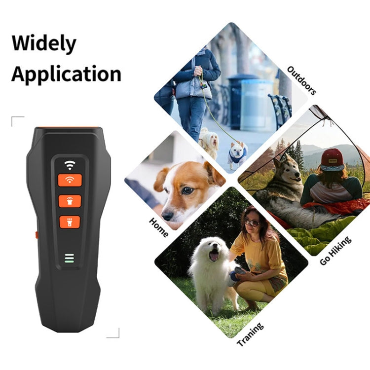 LED Flashing Light Handheld Ultrasonic Bark Arrester Frequency Conversion Dog Training Device(Black+Orange) - Training Aids by PMC Jewellery | Online Shopping South Africa | PMC Jewellery | Buy Now Pay Later Mobicred