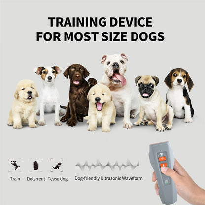 LED Flashing Light Handheld Ultrasonic Bark Arrester Frequency Conversion Dog Training Device(Gray+Orange) - Training Aids by PMC Jewellery | Online Shopping South Africa | PMC Jewellery | Buy Now Pay Later Mobicred