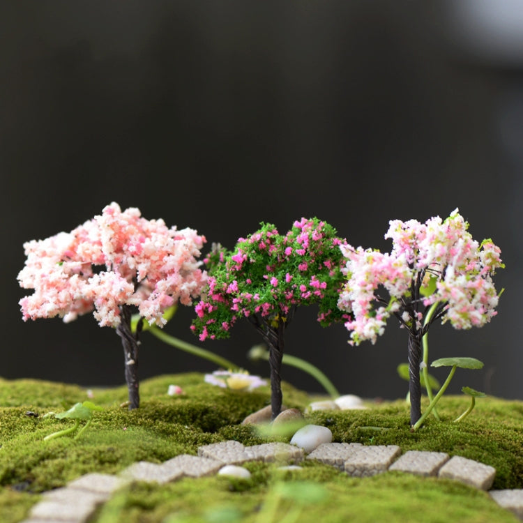 5pcs Micro Landscape Ornaments Simulated Christmas Trees Succulent Accessories Materials, Style: Pink Flowers Green Background - Ornaments by PMC Jewellery | Online Shopping South Africa | PMC Jewellery