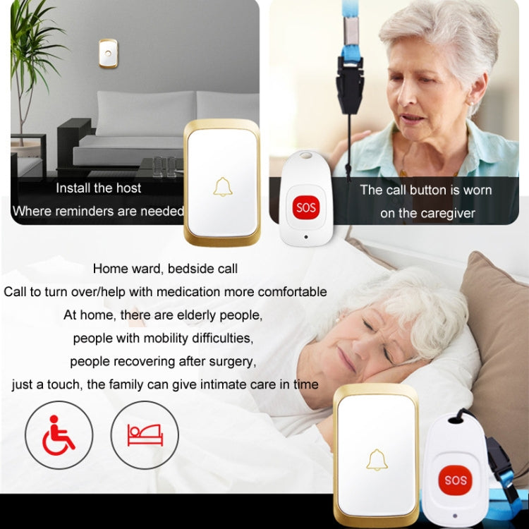 CACAZI C20 Two To Three Wireless Pager For The Elderly Home Care Waterproof Emergency Pager, EU Plug(Black) - Wireless Doorbell by CACAZI | Online Shopping South Africa | PMC Jewellery