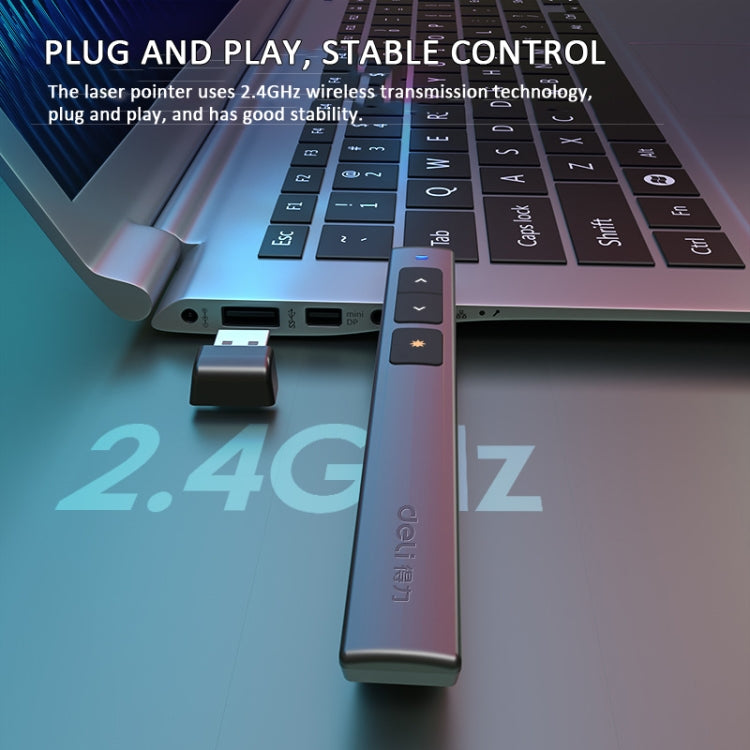 Deli  2.4GHz Page Turner USB Clicker With Red Light For PPT(Black) - free shipping - PMC Jewellery - Order now!