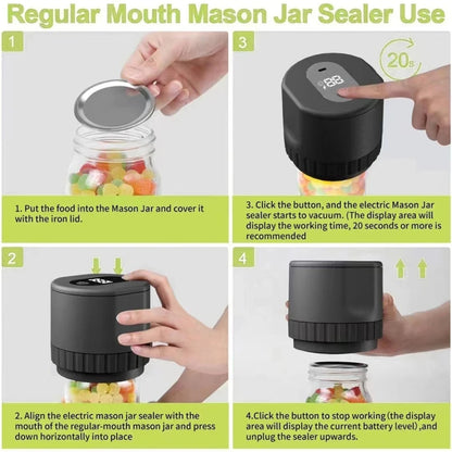 Electric Mason Jar Vacuum Sealer Kit Sealing Machine for Food Storage With 10 Jar Lids(White) - Preservation Supplies by PMC Jewellery | Online Shopping South Africa | PMC Jewellery