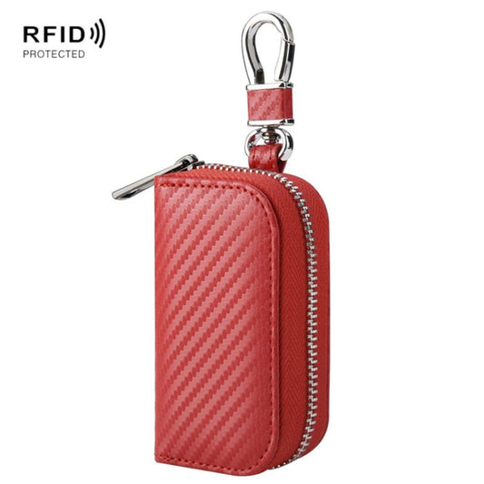 RFID Leather Anti-theft With Hook Car Key Pouch Cover Signal Shielding Box(Red) - Car Key Cases by PMC Jewellery | Online Shopping South Africa | PMC Jewellery | Buy Now Pay Later Mobicred