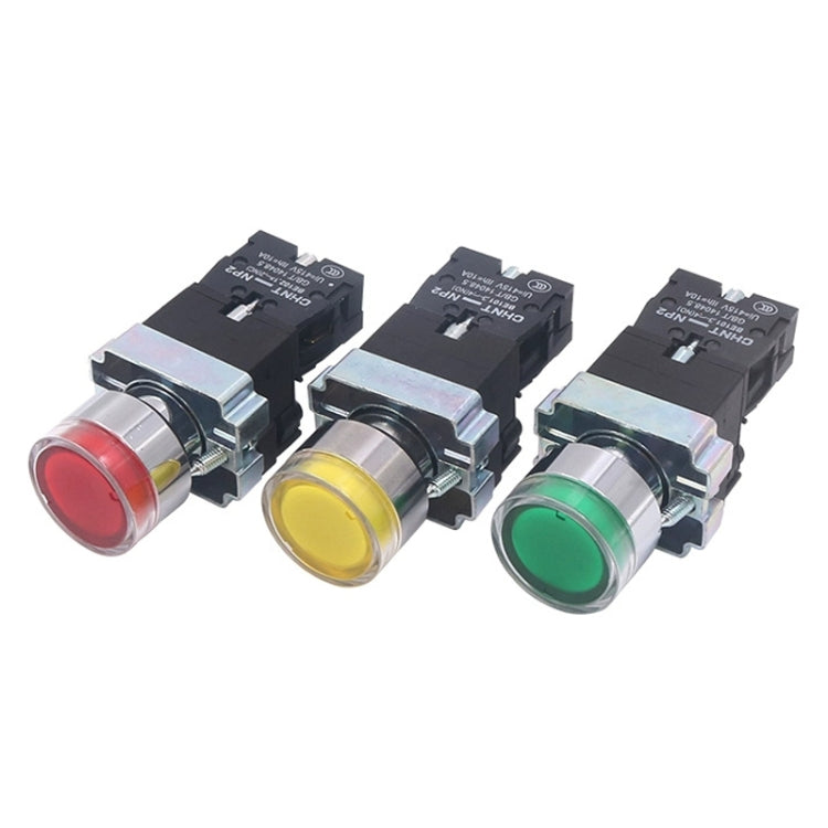 CHINT NP2-BW3563/24V 2 NO Pushbutton Switches With LED Light Silver Alloy Contact Push Button (Yellow) - Car Switches by PMC TechLife | Online Shopping South Africa | PMC TechLife | Buy Now Pay Later Mobicred