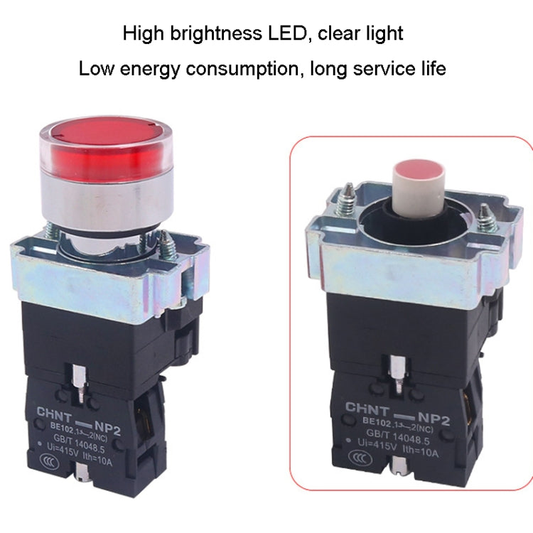 CHINT NP2-BW3561/24V 1 NO Pushbutton Switches With LED Light Silver Alloy Contact Push Button (Yellow) - Car Switches by PMC TechLife | Online Shopping South Africa | PMC TechLife | Buy Now Pay Later Mobicred