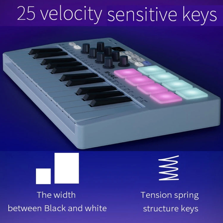 M-VAVE SMK-25 USB MIDI Keyboard Controller With 8 Back Drum Pads(White) - Keyboard Instruments Accessories by M-VAVE | Online Shopping South Africa | PMC Jewellery | Buy Now Pay Later Mobicred