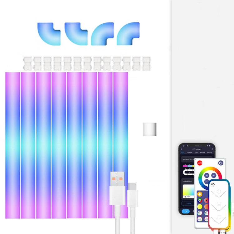 8pcs+4 Corners Bluetooth 12V RGBIC Splicing Wall Light Intelligent Remote Control Indoor Decorative Ambient Lights(UK Plug) - Novelty Lighting by PMC TechLife | Online Shopping South Africa | PMC TechLife | Buy Now Pay Later Mobicred