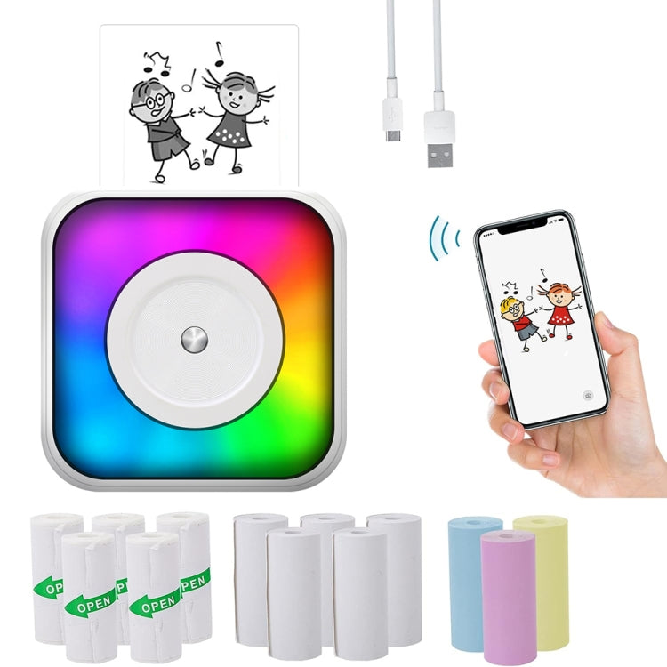 RGB Light Portable Mini Bluetooth Printer Inkless Document Label Printer with 5-Rolls Stickers - Printer by PMC Jewellery | Online Shopping South Africa | PMC Jewellery | Buy Now Pay Later Mobicred