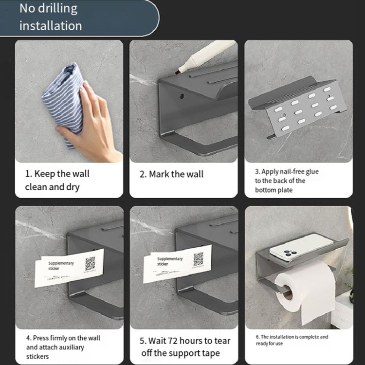 Stainless Steel Bathroom Roll Paper Holder No-Punch Cell Phone Storage Shelf, Style: Paper Rack (Black) - Shelves by PMC TechLife | Online Shopping South Africa | PMC TechLife | Buy Now Pay Later Mobicred
