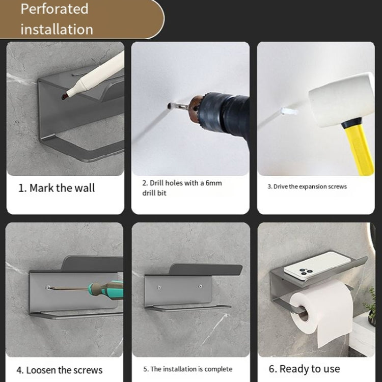 Stainless Steel Bathroom Roll Paper Holder No-Punch Cell Phone Storage Shelf, Style: Paper Rack (White��� - Shelves by PMC TechLife | Online Shopping South Africa | PMC TechLife