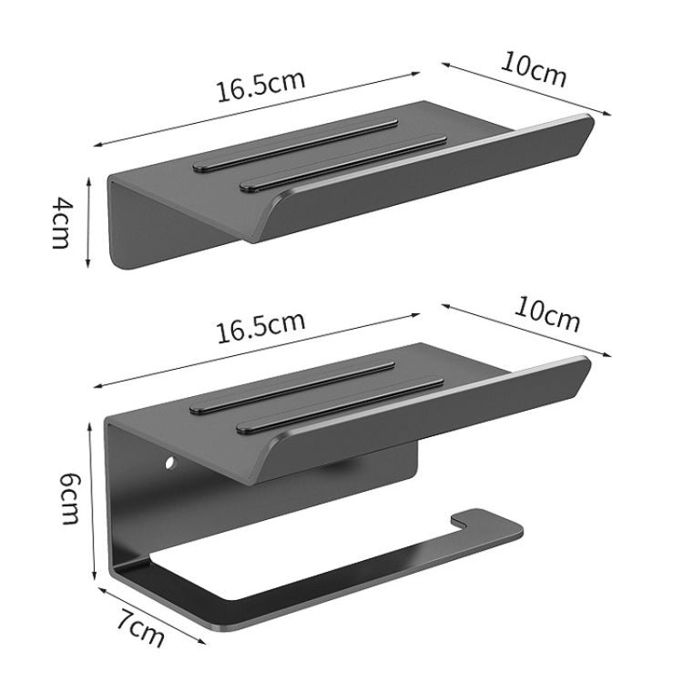 Stainless Steel Bathroom Roll Paper Holder No-Punch Cell Phone Storage Shelf, Style: Phone Rack (Black) - Shelves by PMC TechLife | Online Shopping South Africa | PMC TechLife