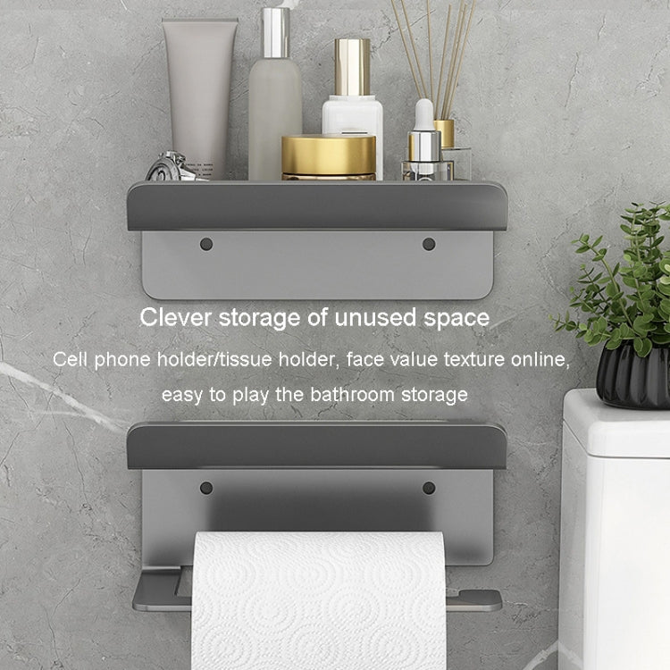 Stainless Steel Bathroom Roll Paper Holder No-Punch Cell Phone Storage Shelf, Style: Phone Rack (Black) - Shelves by PMC TechLife | Online Shopping South Africa | PMC TechLife