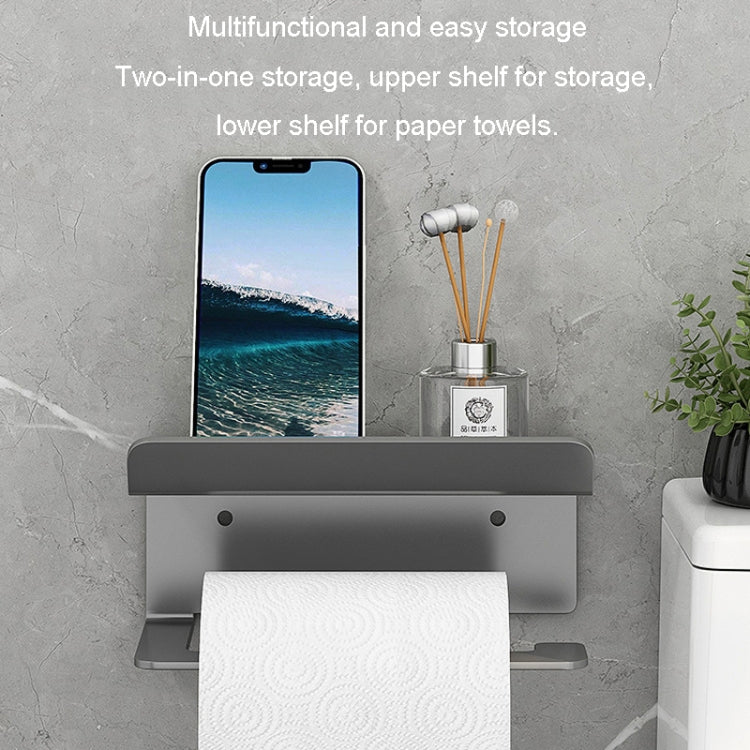Stainless Steel Bathroom Roll Paper Holder No-Punch Cell Phone Storage Shelf, Style: Phone Rack (White) - Shelves by PMC TechLife | Online Shopping South Africa | PMC TechLife