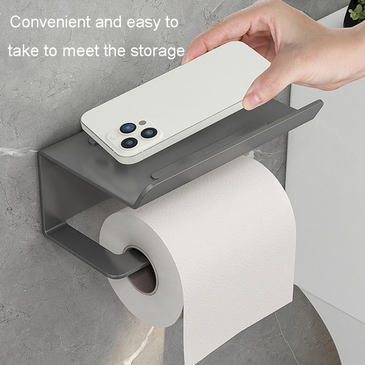 Stainless Steel Bathroom Roll Paper Holder No-Punch Cell Phone Storage Shelf, Style: Phone Rack (White) - Shelves by PMC TechLife | Online Shopping South Africa | PMC TechLife