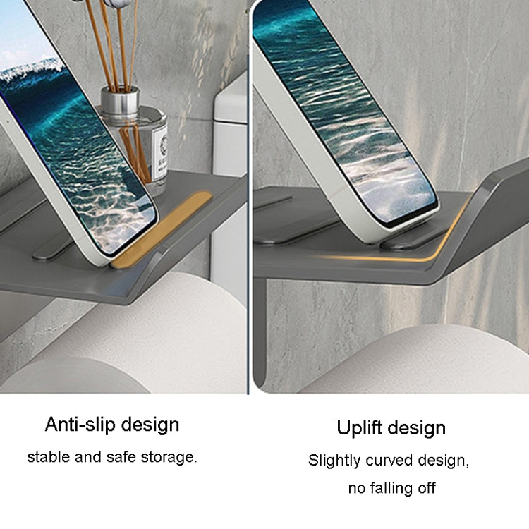 Stainless Steel Bathroom Roll Paper Holder No-Punch Cell Phone Storage Shelf, Style: Paper Rack (White��� - Shelves by PMC TechLife | Online Shopping South Africa | PMC TechLife