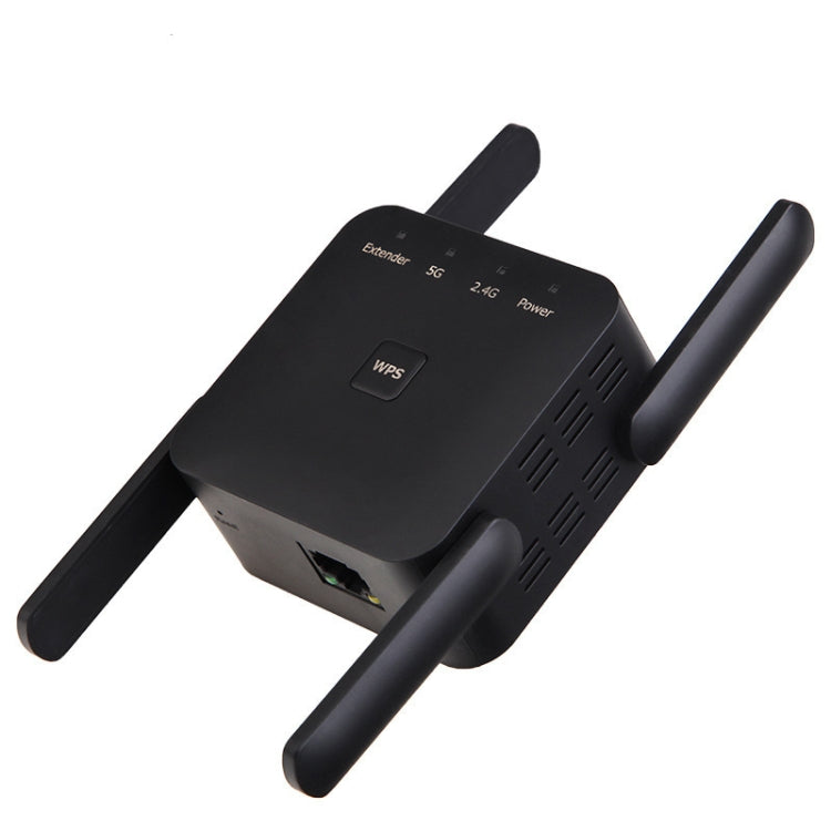 1200Mbps 2.4G / 5G WiFi Extender Booster Repeater Supports Ethernet Port Black UK Plug - Broadband Amplifiers by PMC Jewellery | Online Shopping South Africa | PMC Jewellery | Buy Now Pay Later Mobicred