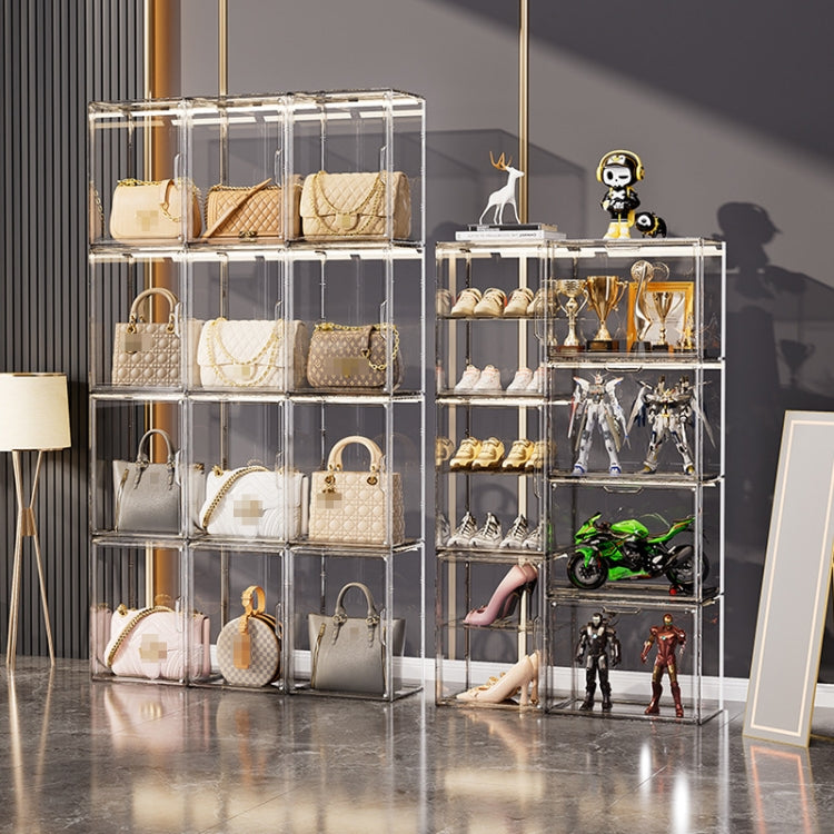 Stackable Transparent Storage Box Magnetic Suction Bookcase Handbag Display Rack, Style: No Partitions - Storage Boxes by PMC Jewellery | Online Shopping South Africa | PMC Jewellery