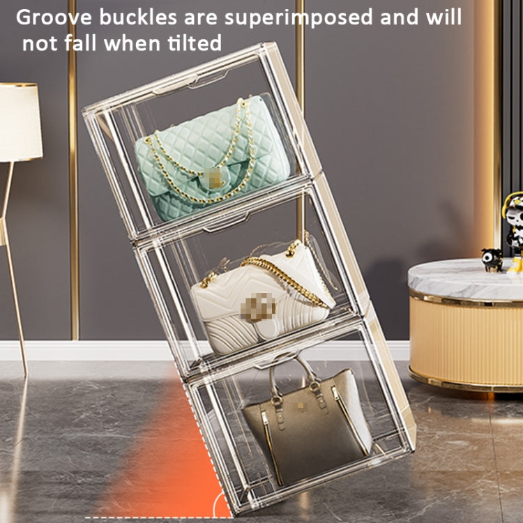 Stackable Transparent Storage Box Magnetic Suction Bookcase Handbag Display Rack, Style: Three Partitions - Storage Boxes by PMC Jewellery | Online Shopping South Africa | PMC Jewellery
