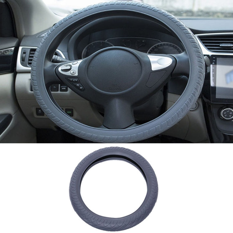 For 36cm-40cm Diameter Steering Wheel Car Silicone Protective Cover Wear Resistant Non-Slip Tire Pattern Driving Grip Sleeve(Gray) - Steering Wheel Accessories by PMC Jewellery | Online Shopping South Africa | PMC Jewellery | Buy Now Pay Later Mobicred