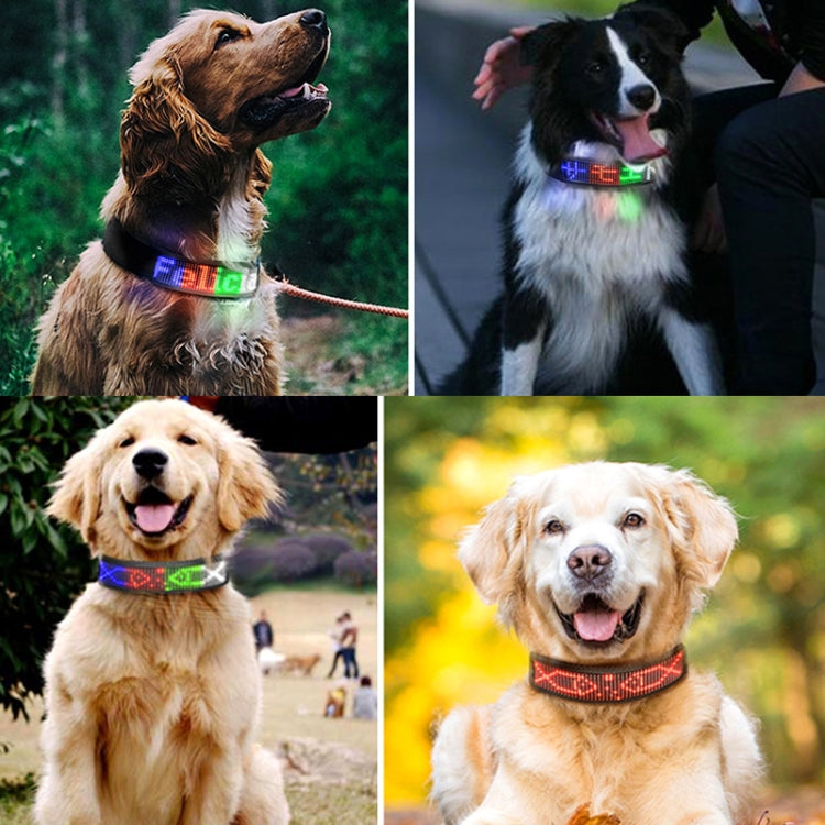 LED Display Pet Collar Rechargeable High Visibility DIY Single Color Collar(Green) - Collars by PMC TechLife | Online Shopping South Africa | PMC TechLife | Buy Now Pay Later Mobicred