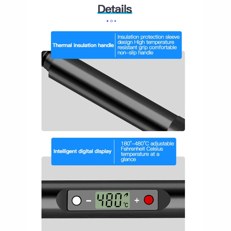 10pcs/ Set 80W Internal Heating Welding Digital Display Soldering Iron Temperature Adjustment Set, Model: Black EU Plug - Electric Soldering Iron by PMC Jewellery | Online Shopping South Africa | PMC Jewellery