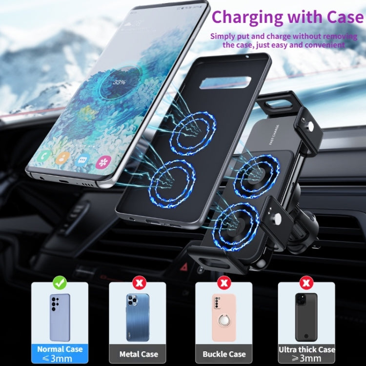 15W Wireless Car Charger Dual Coils Fast Charging for Samsung & iPhone Series Phone(Black) - Wireless Charging Pads by PMC Jewellery | Online Shopping South Africa | PMC Jewellery | Buy Now Pay Later Mobicred