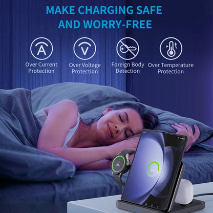 3 In 1 Wireless Charger For Samsung Galaxy Z Fold Mobile Phone Earphones & Smart Watches(Black) - Wireless Charger by PMC Jewellery | Online Shopping South Africa | PMC Jewellery | Buy Now Pay Later Mobicred