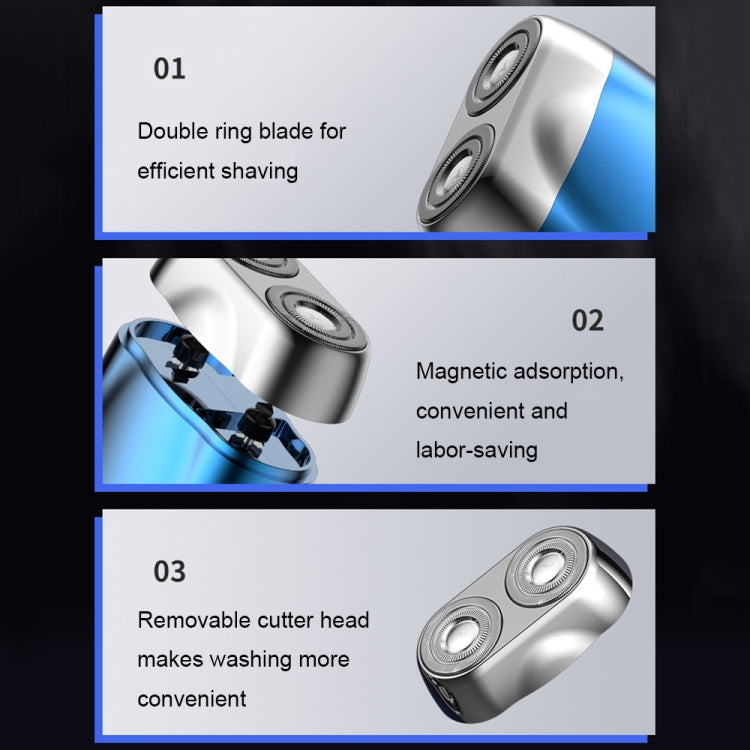 Double-head Mini Magnetic Shaver Portable Men Electric Shaver(Royal Blue) - Electric Shavers by PMC TechLife | Online Shopping South Africa | PMC TechLife | Buy Now Pay Later Mobicred