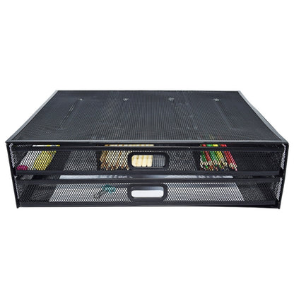 Computer Cooling Height Increase Stand Drawer Type Double Iron Desktop Storage Shelf(Black) - Laptop Stand by PMC Jewellery | Online Shopping South Africa | PMC Jewellery | Buy Now Pay Later Mobicred