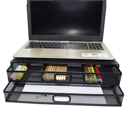 Computer Cooling Height Increase Stand Drawer Type Double Iron Desktop Storage Shelf(Black) - Laptop Stand by PMC Jewellery | Online Shopping South Africa | PMC Jewellery | Buy Now Pay Later Mobicred