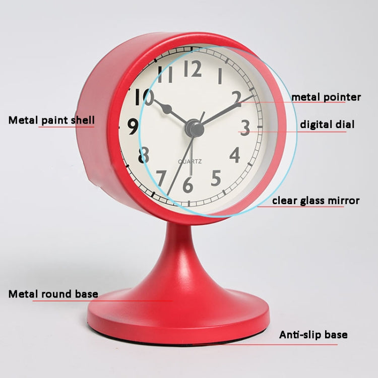 Metal Retro Silent Table Alarm Clock Student Bedside Clock With Night Light(Green) - Novelty Clock by PMc TechLife | Online Shopping South Africa | PMc TechLife | Buy Now Pay Later Mobicred