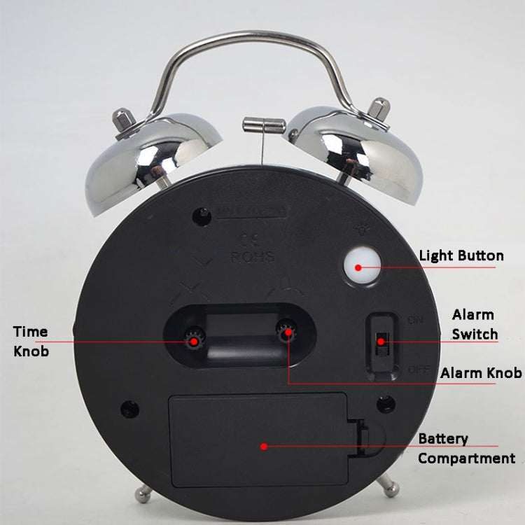 4.5 Inch Electroplated Metal Ring Bell Alarm Clock Quartz Clock With Night Light ?, Style: Blue - Novelty Clock by PMc TechLife | Online Shopping South Africa | PMc TechLife | Buy Now Pay Later Mobicred
