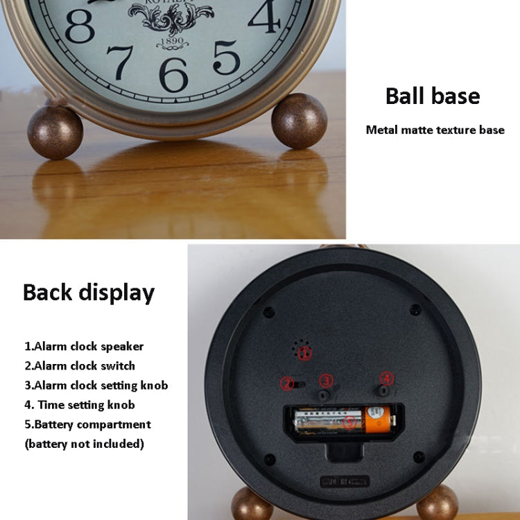 Retro Iron Alarm Clock Simple Desktop Quartz Clock, Style: Dark Red - free shipping - PMc TechLife - Order now!