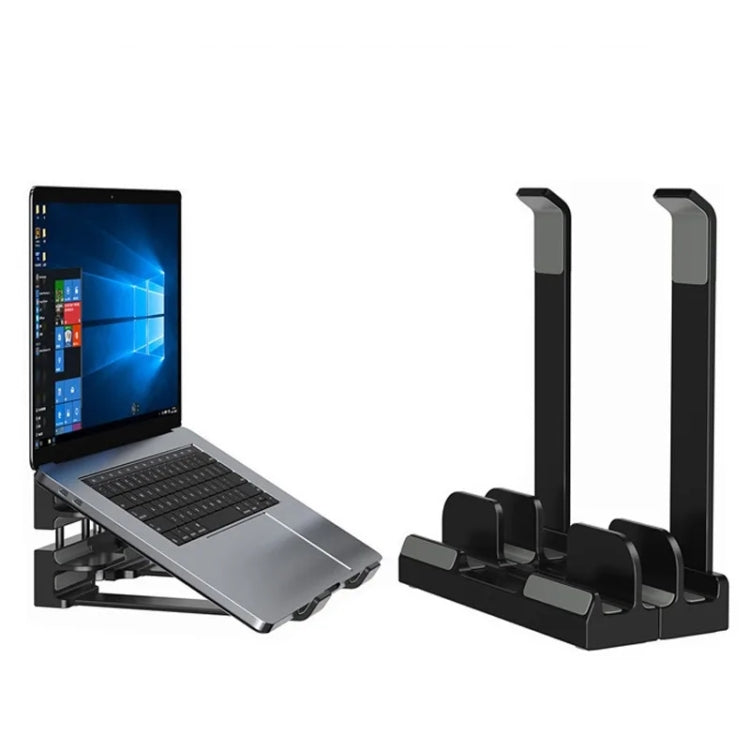 Dual-Purpose Laptop Vertical Stand Storage Rack Desktop Heightening Cooling Base(White) - Laptop Stand by PMC Jewellery | Online Shopping South Africa | PMC Jewellery | Buy Now Pay Later Mobicred