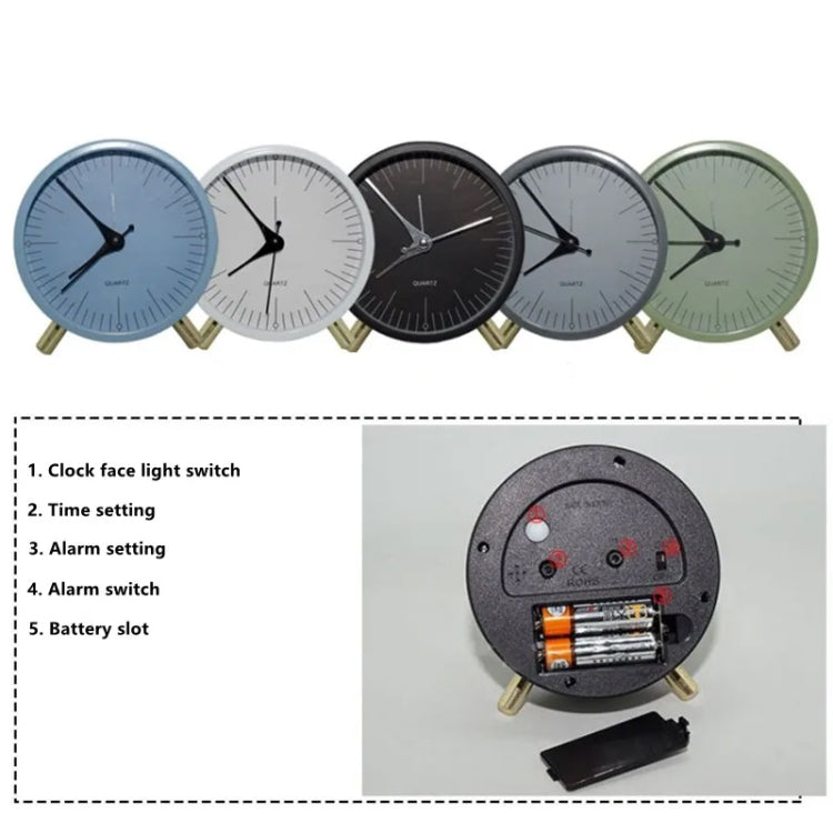 Metal Quartz Alarm Clock Simple Silent Desktop Round Pointer Living Room Clock(Black) - Novelty Clock by PMc TechLife | Online Shopping South Africa | PMc TechLife | Buy Now Pay Later Mobicred