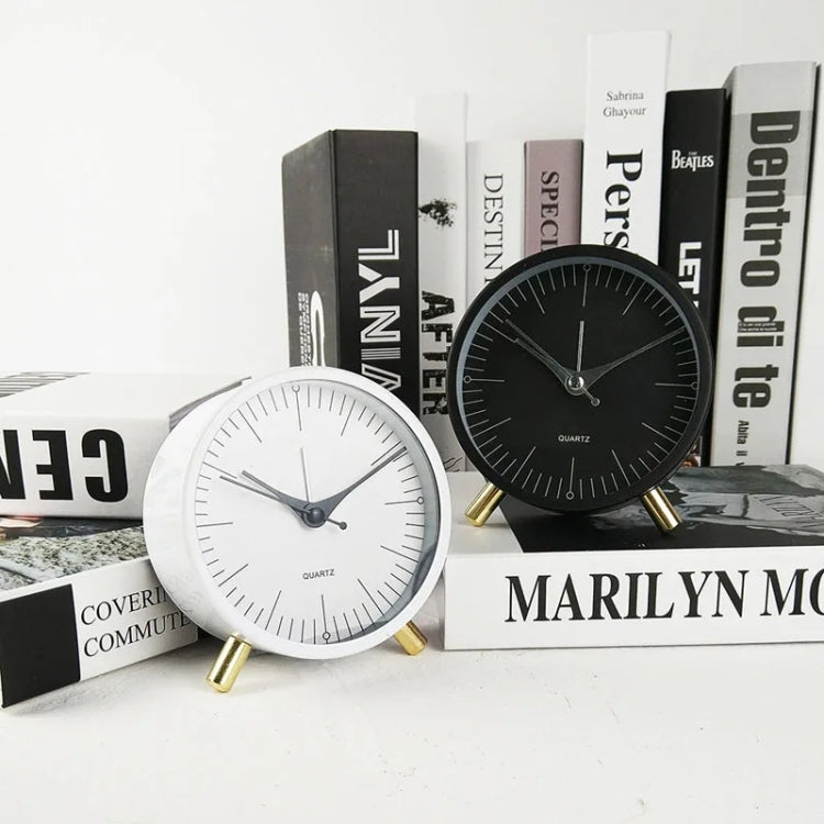 Metal Quartz Alarm Clock Simple Silent Desktop Round Pointer Living Room Clock(Black) - Novelty Clock by PMc TechLife | Online Shopping South Africa | PMc TechLife | Buy Now Pay Later Mobicred