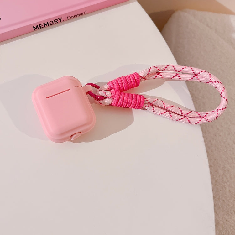 For AirPods 2  / 1 Dopamine Contrast Color Silicone Earphone Cover With Hand Strap(Pink) - For AirPods 1/2 by PMC Jewellery | Online Shopping South Africa | PMC Jewellery | Buy Now Pay Later Mobicred