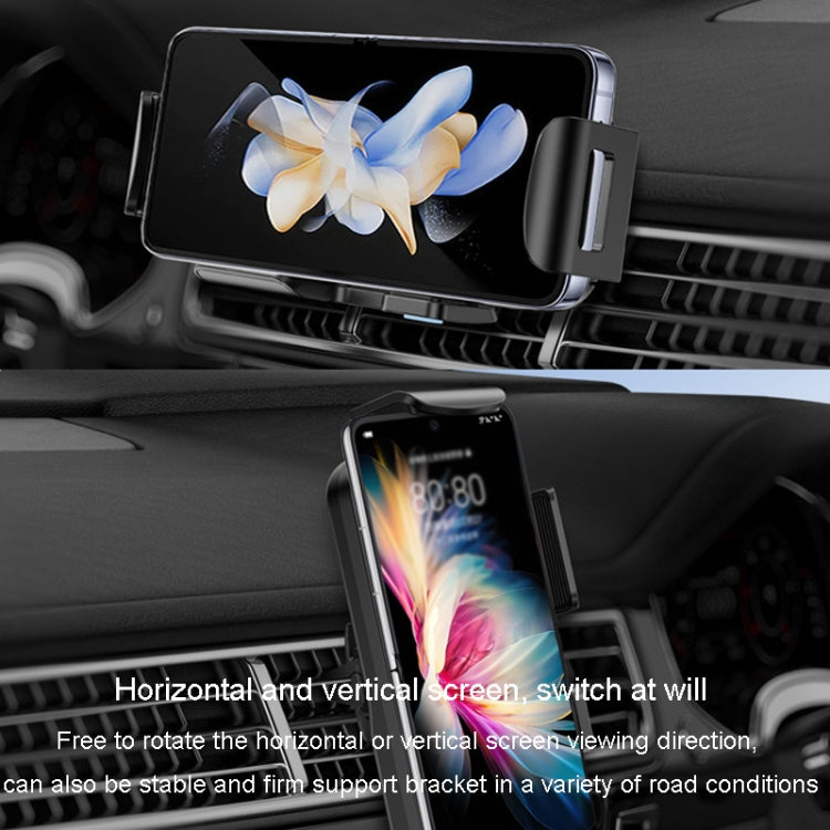 For Samsung / IPhone 15W Wireless Fast Charging Bracket Folding Screen Phone Car Wireless Charger(Black) - Wireless Charger Holders by PMC Jewellery | Online Shopping South Africa | PMC Jewellery | Buy Now Pay Later Mobicred