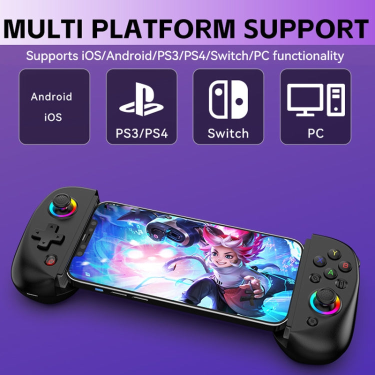 D8 Mobile Phone Stretch Band Light Gamepad Dual Hall Wireless Bluetooth Somatic Vibration Grip for PC / Android / IOS / Tablet / PS3 / PS4 / Switch, Color: Black - Gamepads by PMC Jewellery | Online Shopping South Africa | PMC Jewellery