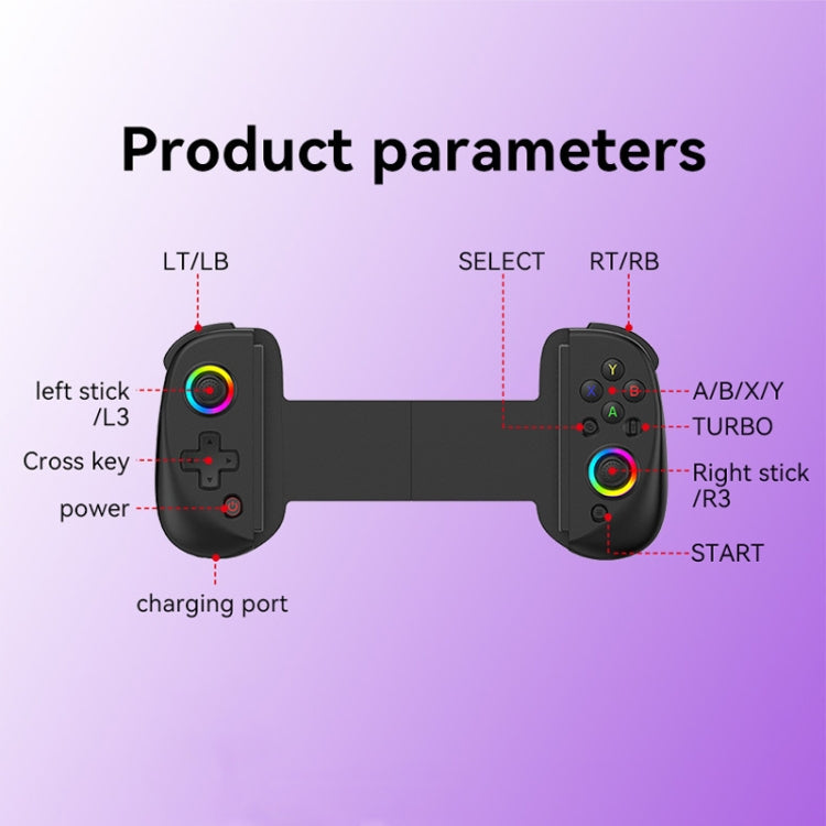 D8 Mobile Phone Stretch Band Light Gamepad Dual Hall Wireless Bluetooth Somatic Vibration Grip for PC / Android / IOS / Tablet / PS3 / PS4 / Switch, Color: Black+Receiver - Gamepads by PMC Jewellery | Online Shopping South Africa | PMC Jewellery | Buy Now Pay Later Mobicred