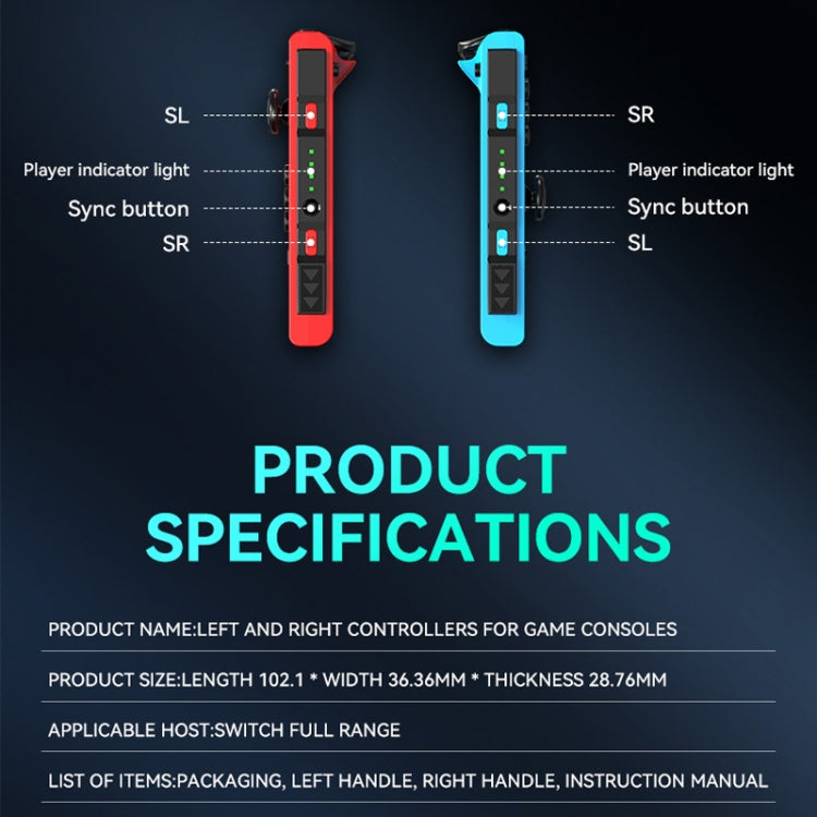 JOY-02 Gaming Left And Right Handle With RGB Lights Body Feel Bluetooth Gamepad For Switch / Switch OLED / Switch Pro / Switch Lite / Switch Joycon(Blue Red) - free shipping - PMC Jewellery - Order now!